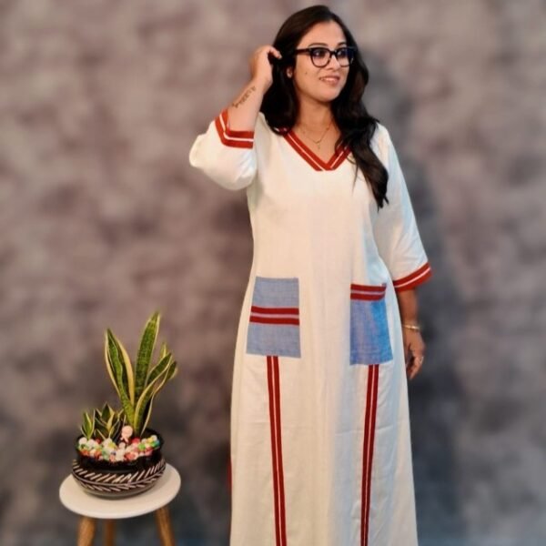 White Stripe Cotton Dress