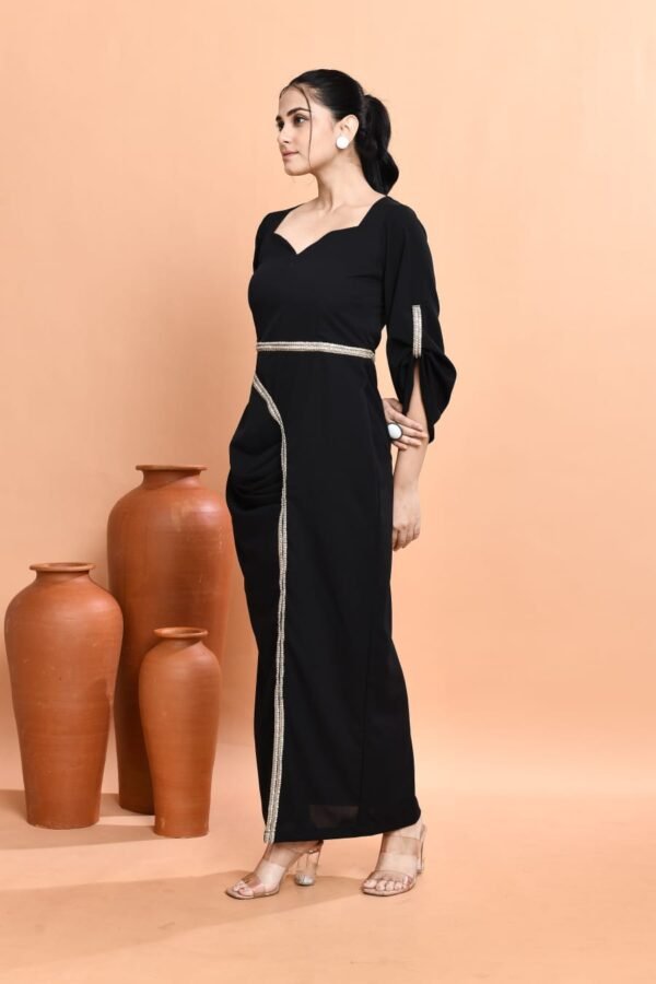 Black Crepe Glamour Dress - Image 2