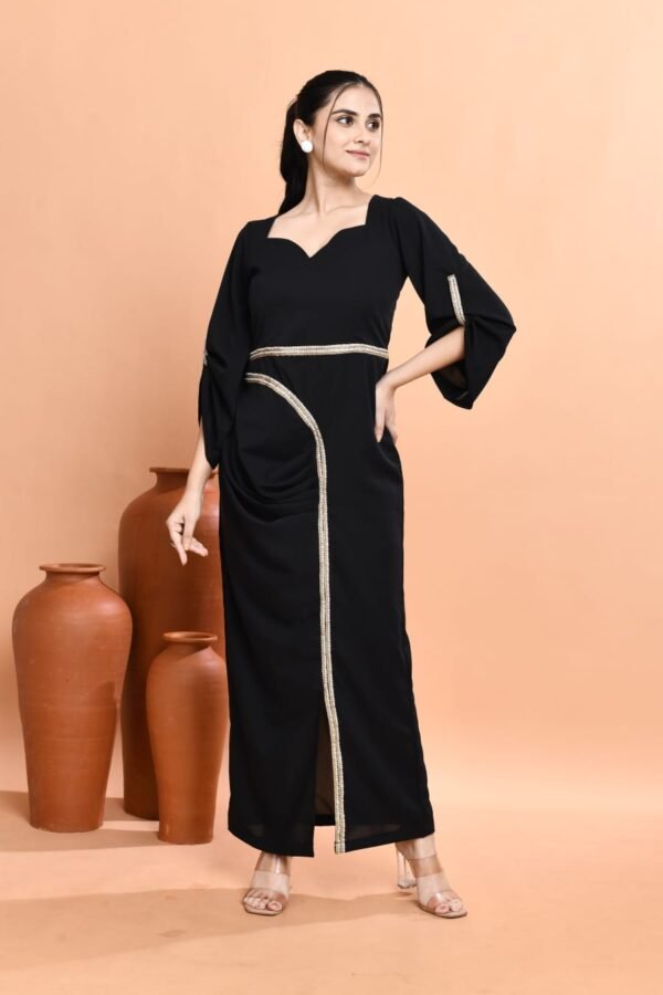 Black Crepe Glamour Dress - Image 3