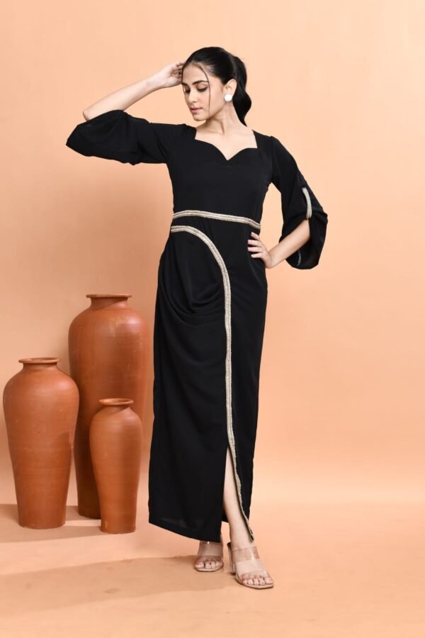 Black Crepe Glamour Dress - Image 4