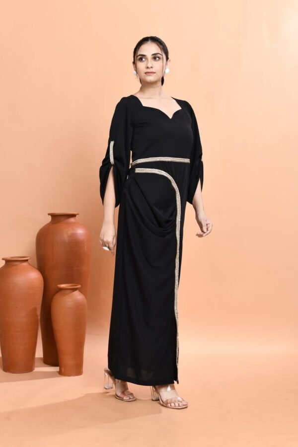 Black Crepe Glamour Dress - Image 5