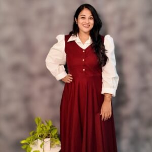 Burgundy Pinafore dress