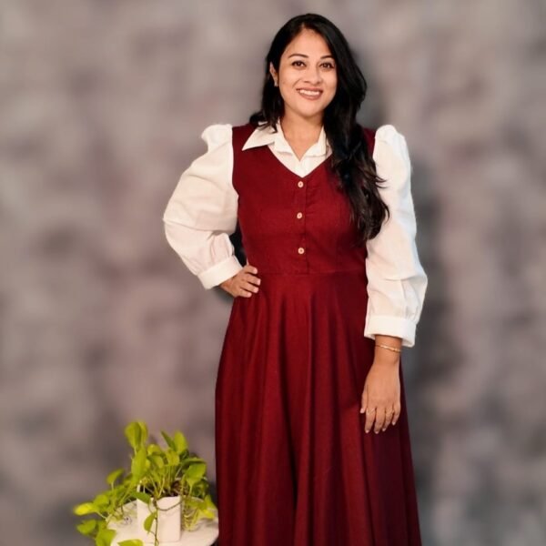 Burgundy Pinafore dress