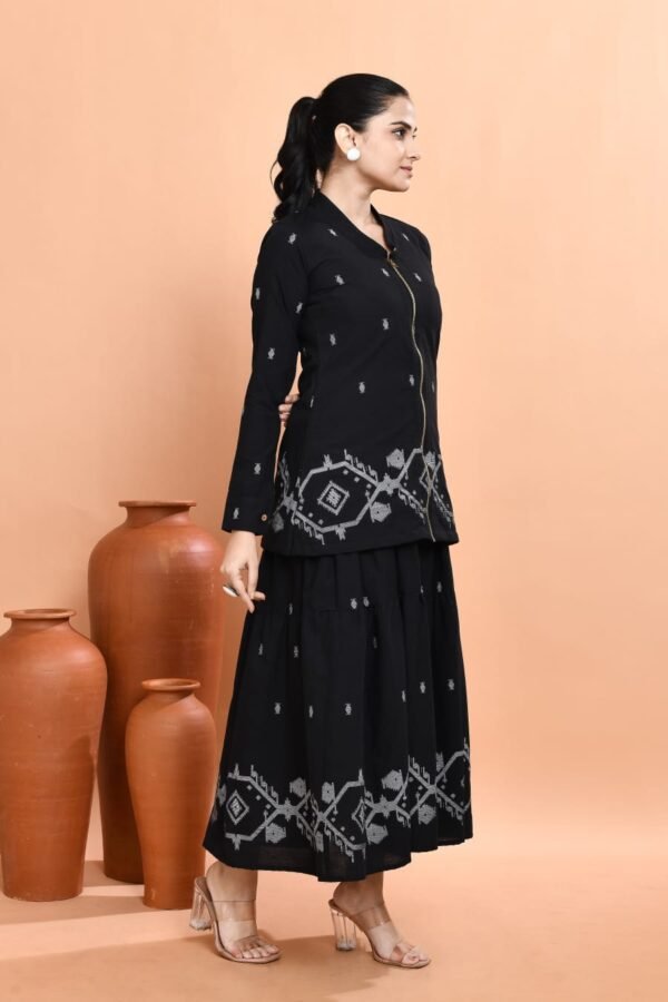 Elegant Black Jamdani Jacket & Dress Set - Image 5
