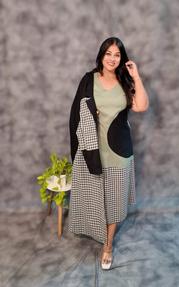 Olive Green Overlay Dress - Image 2