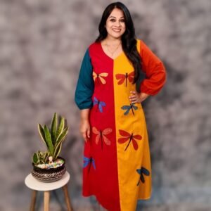 Vibrant Elegance in Hand-Painted Cotton