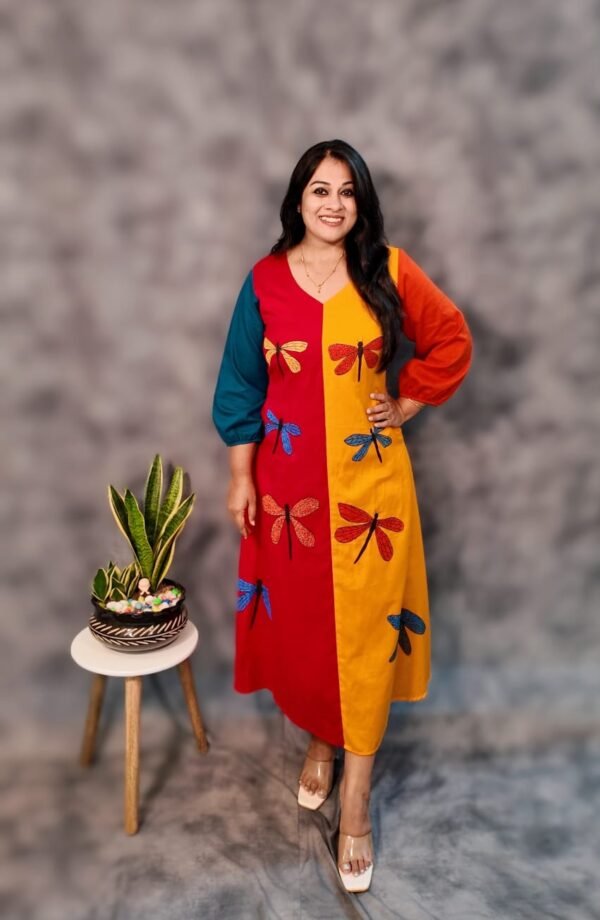 Vibrant Elegance in Hand-Painted Cotton - Image 2