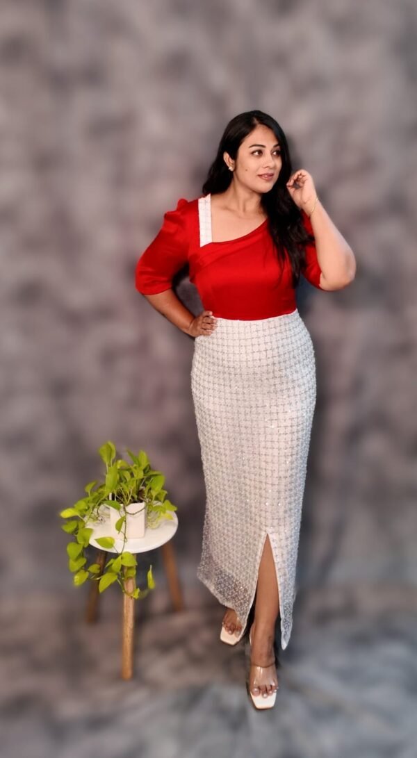 White Red Party Wear - Image 2