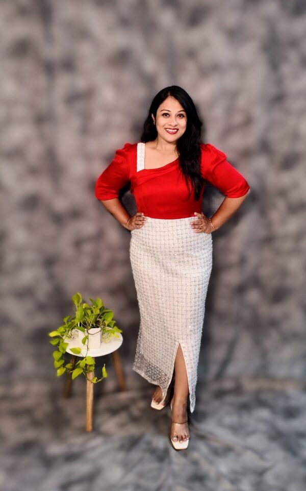 White Red Party Wear - Image 3