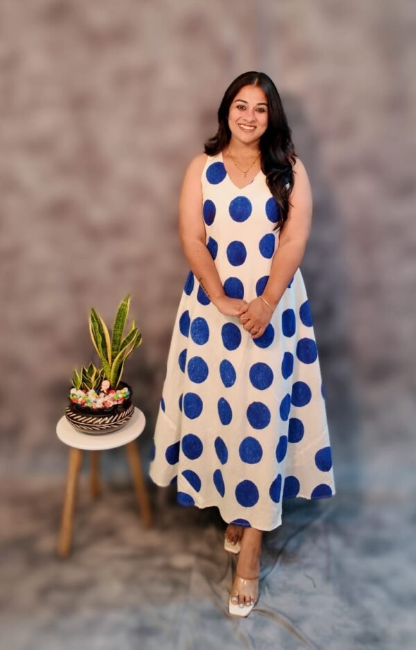Cotton Polka Dots Dress with Lining - Image 2