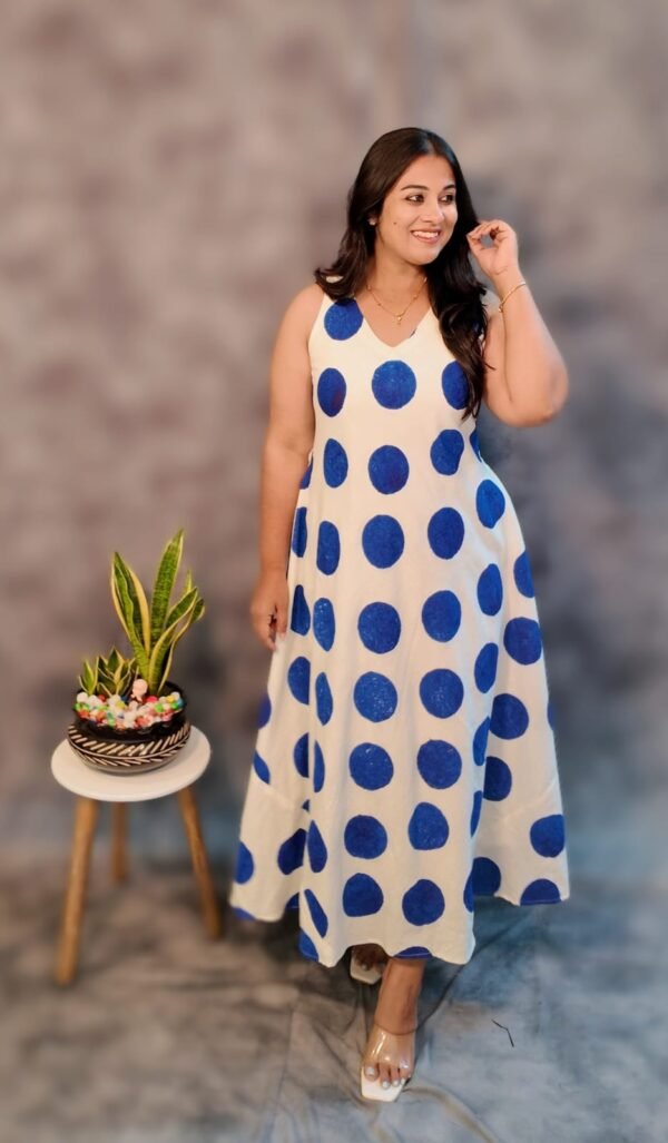 Cotton Polka Dots Dress with Lining - Image 3