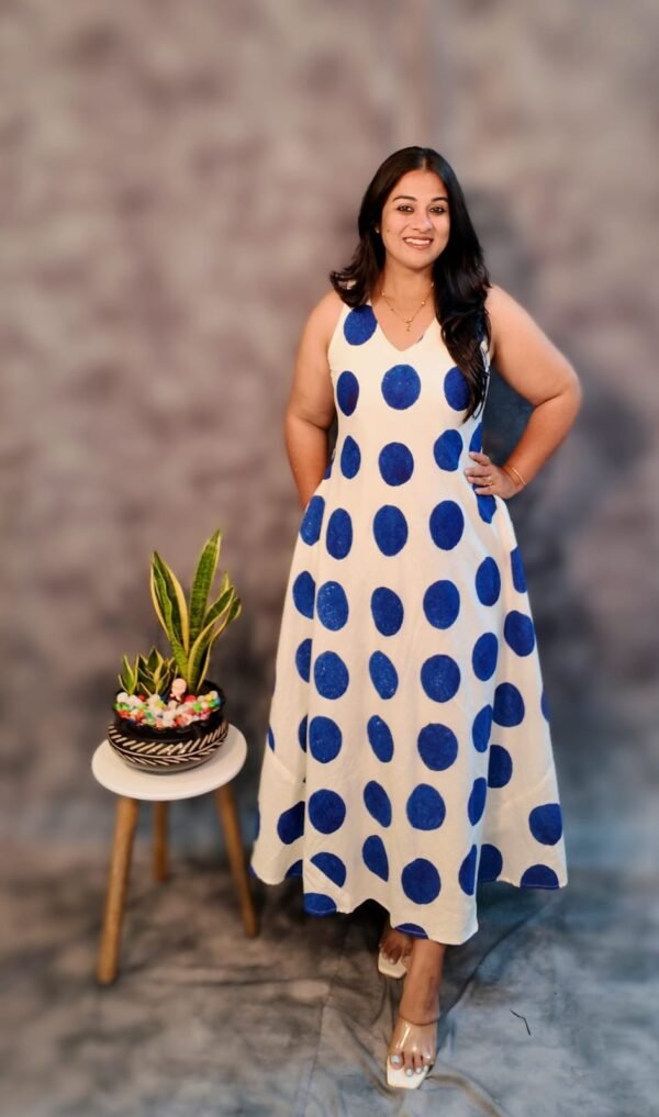 Cotton Polka Dots Dress with Lining - Image 4
