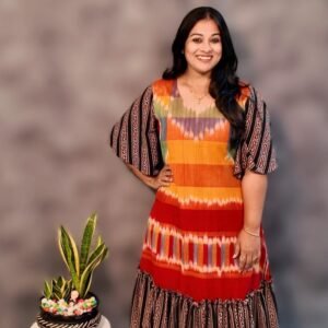 Gamcha & Ajrakh Fusion Dress