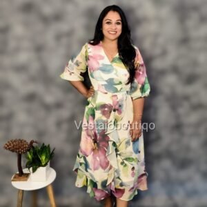 Georgette Wrap-Style Fit & Flare Dress