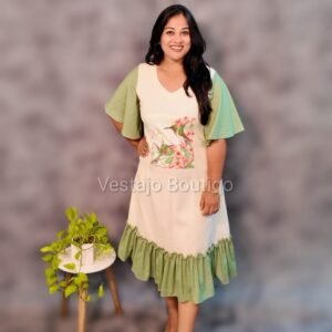 Hand-Painted Cotton Dress with Lining