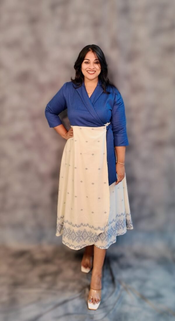 Neel Tara – Jamdani Cotton Fusion Wrap Dress - Image 2