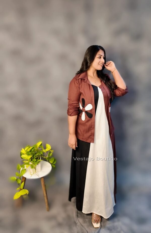 TriHue Grace – Cotton Dress with Overlay - Image 2