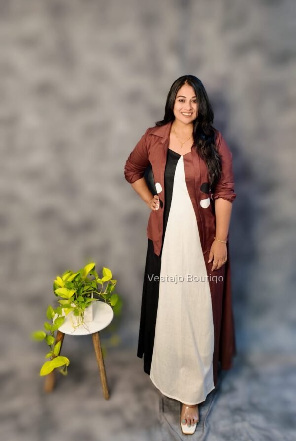 TriHue Grace – Cotton Dress with Overlay - Image 4