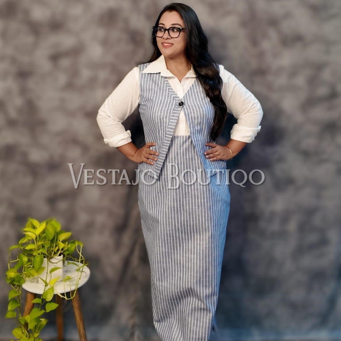 Elegant Linen Pinstripe Co-ord with Waistcoat
