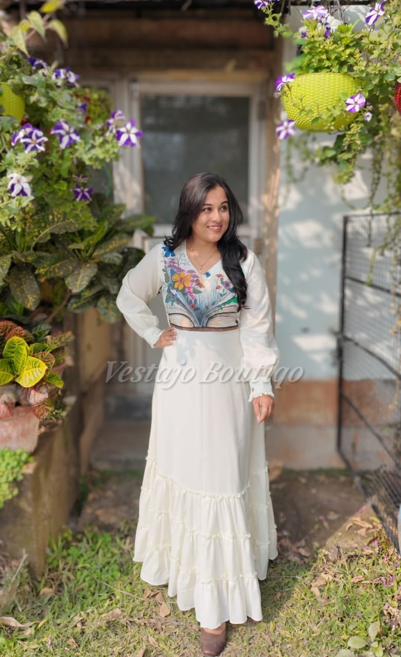 Hand-Painted Cotton Maxi Dress - Image 2