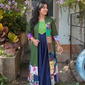 Cotton Dress with Patchwork Jacket