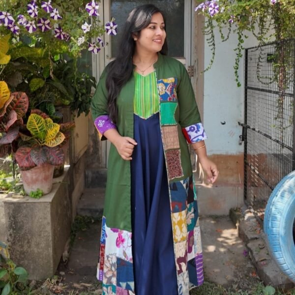 Cotton Dress with Patchwork Jacket