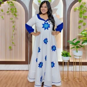 Azure Bloom Cotton Dress