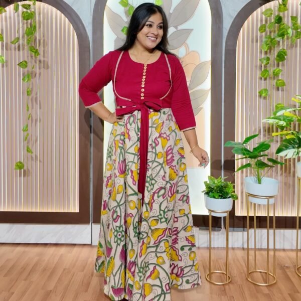Crimson Bloom Fusion Dress